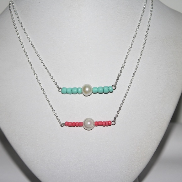 Natural Pearl and Coral Modern Necklace NWOT - Picture 5 of 5